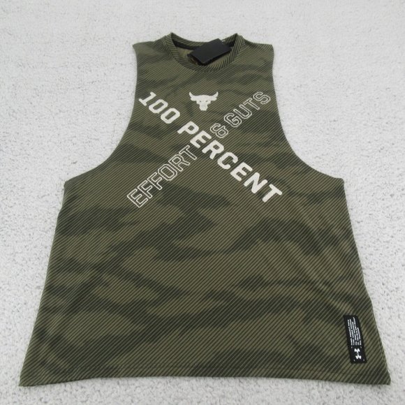 Under Armour Project Rock 100% Effort & Guts Tank Top Men's Size Large Green NEW - Picture 2 of 9